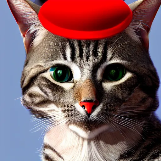 Image similar to photorealistic Cat in red hat