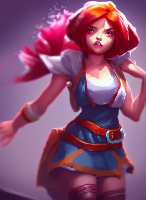 Image similar to annie from league of legends, splash art, high quality, digital painting, hd, trending on artstation