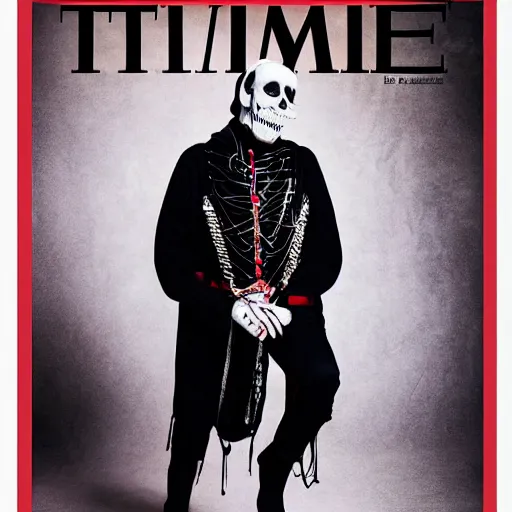 Prompt: a studio photograph for the cover of time magazine about sixth papa emeritus of band ghost