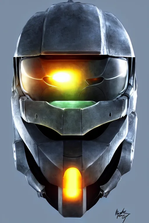 Image similar to robot ninja mask helmet halo master chief radiating a glowing aura global illumination ray tracing hdr fanart arstation by ian pesty and katarzyna da „ bek - chmiel