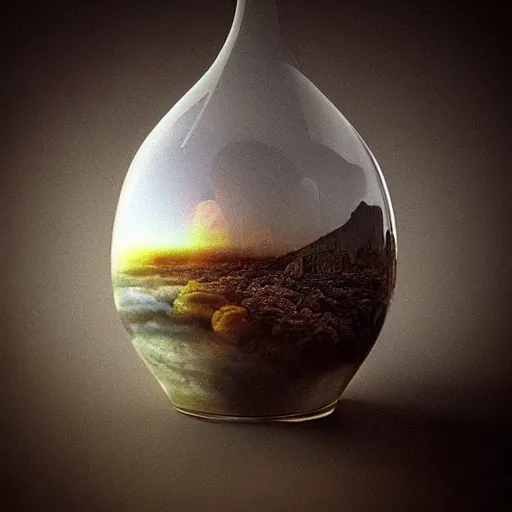 Image similar to “the universe contained in a bottle, insanely detailed, unreal render, dramatic light”