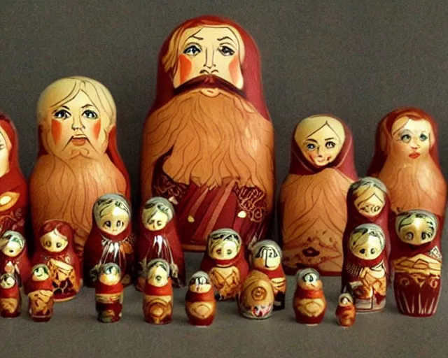 Prompt: lord of the rings Russian nesting dolls