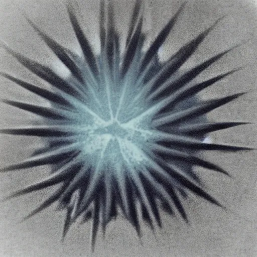 Image similar to sea urchin in the style of cyanotype