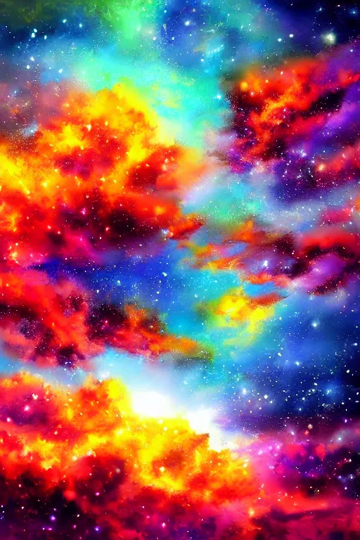 Image similar to digital painting beautiful glossy art cosmic sky