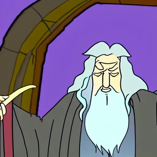 Prompt: gandalf in an adult swim cartoon