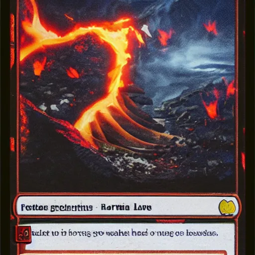 Prompt: very high resolution photo of a magic the gathering card called lava strike.