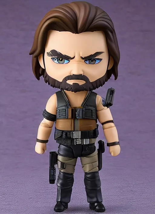 Prompt: kurt russell, a nendoroid of kurt russell is snake plisskin figurine, eyepatch, escape from new york, realistic face, detailed product photo