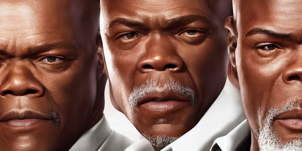 Prompt: highly detailed full - body samuel l jackson and john travolta, perfect symmetrical eyes, by eddie mendoza and tyler edlin, 8 k resolution