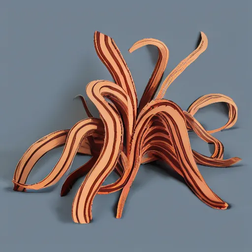 Image similar to cardboard cutout of tentacles, cut out of corrugated cardboard, realistic, cardboard cutout, flat, hyperrealistic photography