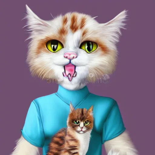 Prompt: graphic, hyperreal, portraiture illustration of a anthropomorphic ragdoll cat in different cool cosplay clothes, smiling, digital painting