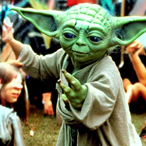 Image similar to yoda performing at woodstock