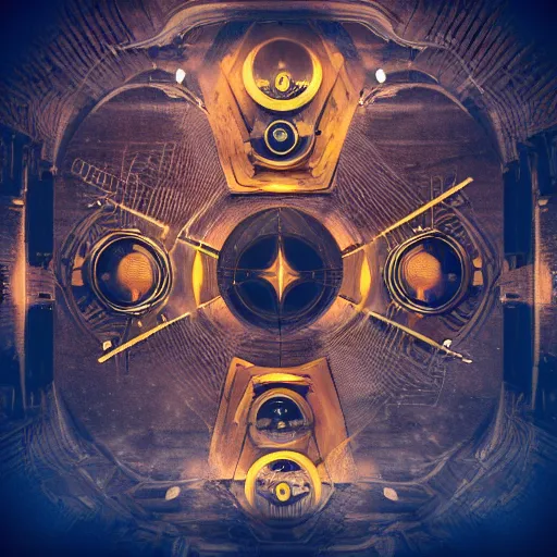 Image similar to Abstract music experience art nuveau, steampunk, symmetry, full frame, cinematic light , unreal engine,