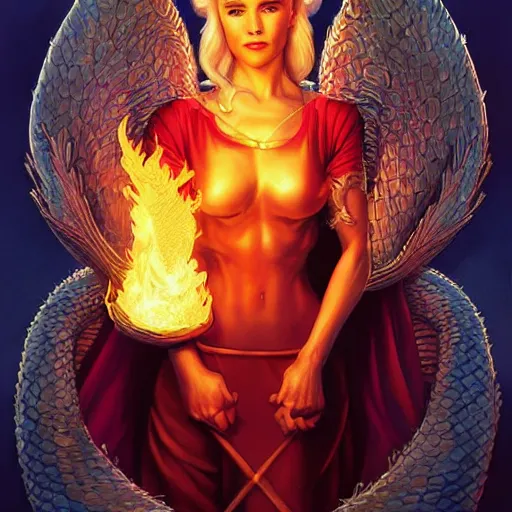 Prompt: fire flaming dragons daenerys targaryen portrait with dragons, Pixar style, by Tristan Eaton Stanley Artgerm and Tom Bagshaw.