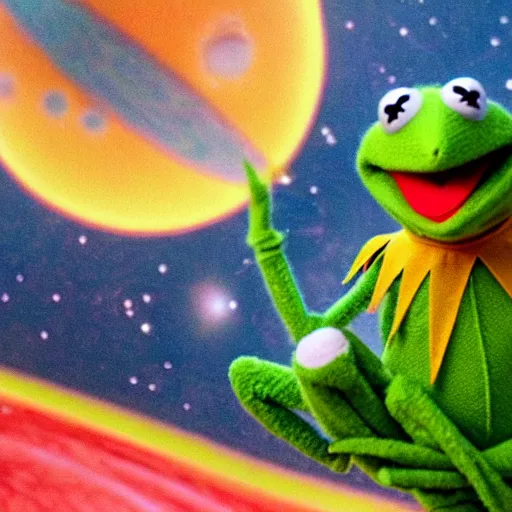 Prompt: Kermit the frog space overlord