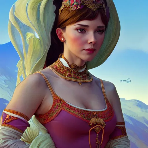 Image similar to wide angle full body portrait of I Dream of Jeannie, with a perfect face and perfect body, intricate, highly detailed, digital painting, artstation, concept art, smooth, sharp focus, illustration, Unreal Engine 5, 8K, art by artgerm and greg rutkowski and alphonse mucha