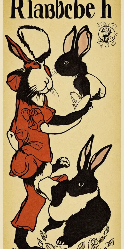 Prompt: a rabbit in the style of a 1 9 2 0 s poster