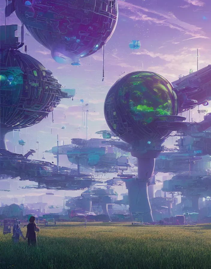 Prompt: solarpunk optimist future by Asher Durand. green fields, intricate artwork by Tooth Wu and wlop and beeple and dan mumford and greg rutkowski and nekroxiii. halo. octane render, cinematic, hyper realism, octane render, 8k, depth of field, bokeh. iridescent accents. vibrant.
