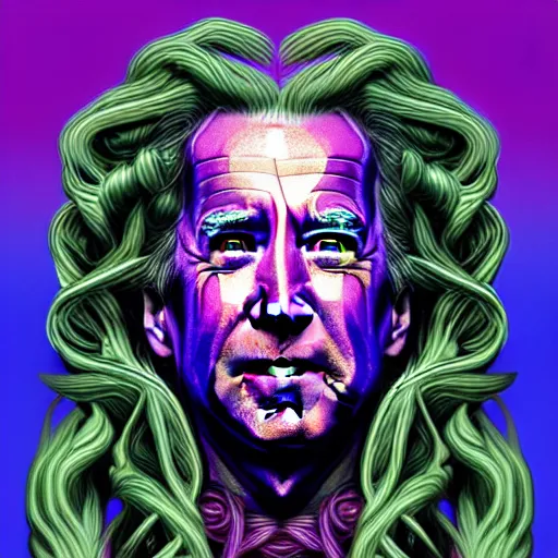 Image similar to an extremely psychedelic portrait of joe biden as medusa, surreal, lsd, face, detailed, intricate, elegant, lithe, highly detailed, digital painting, artstation, concept art, smooth, sharp focus, illustration