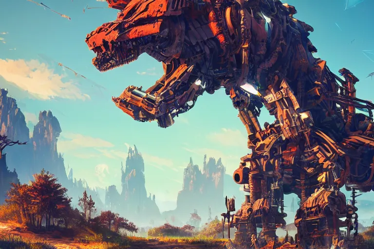 Image similar to sawtooth machine mecanical creature robot of horizon forbidden west horizon zero dawn radiating a glowing aura global illumination ray tracing hdr fanart arstation by ian pesty and alena aenami artworks in 4 k