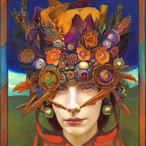 Prompt: the bone crown, by annie swynnerton and nicholas roerich and diego rivera, elaborate costume, flowers, iridescent beetles, rich color, dramatic cinematic lighting, smooth, sharp focus, extremely detailed