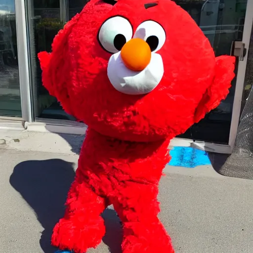 Image similar to a thicc lady wearing a elmo costume