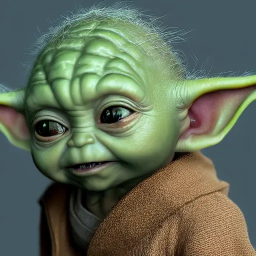 Prompt: photo realistic image of a baby yoda, stunning 3 d render inspired art by istvan sandorfi and greg rutkowski, perfect facial symmetry, realistic, highly detailed attributes and atmosphere, dim volumetric cinematic lighting,