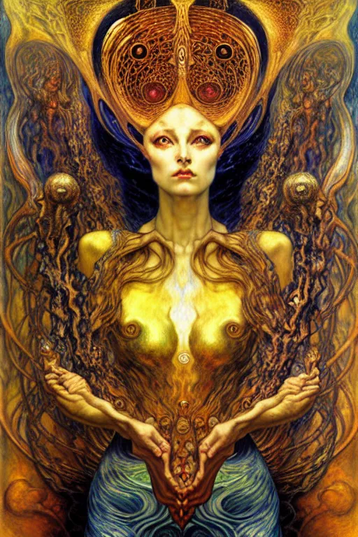 Image similar to Divine Chaos Engine by Karol Bak, Jean Delville, William Blake, Gustav Klimt, and Vincent Van Gogh, symbolist, visionary