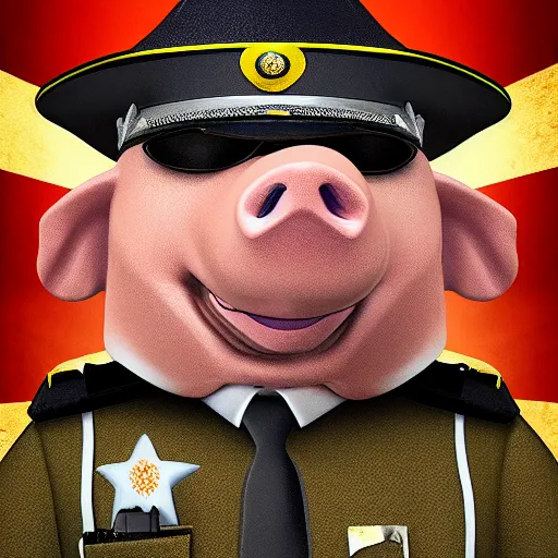 Image similar to pig cop ultra detailed, photo realistic, 8 k, sharp, crispy, rule of thirds.