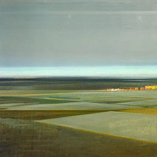 Prompt: gerhard richter painting landscape of the future 2030