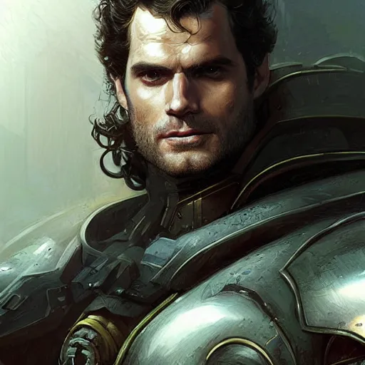 Image similar to Henry Cavill as a Primarch, Sci-Fi closeup character art by Neil Roberts and Marc Lee and Vladimir Krisetskiy and Donato Giancola and Craig Mullins, digital art, trending on artstation