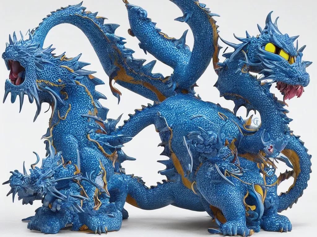 Prompt: A Doraemon Dorami Fractal Dragon statue