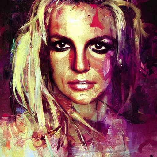 Image similar to britney spears and emma morphed together, hybrid, jeremy mann painting