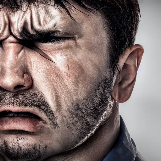 Prompt: angry man because the internet connection is slow, realistic, uhd, 4k