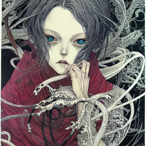 Image similar to prompt: Portrait painted in Mobius style drawn by Vania Zouravliov and Takato Yamamoto, inspired by Fables, intricate acrylic gouache painting, high detail, sharp high detail, manga and anime 2000