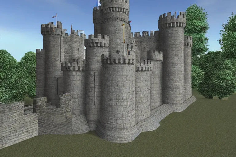 Image similar to a rendered completed castle
