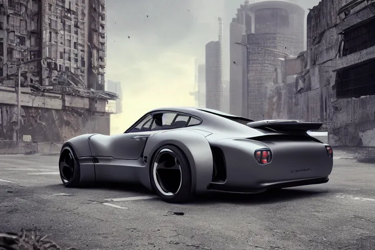 Image similar to porsche 9 5 9 cyberpunk concept car sitting on the side of the road, a detailed matte painting by zack snyder, trending on cg society, auto - destructive art, vray tracing, unreal engine 5, reimagined by industrial light and magic