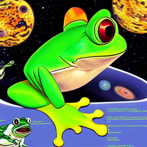 Prompt: reverse engineering frog in space