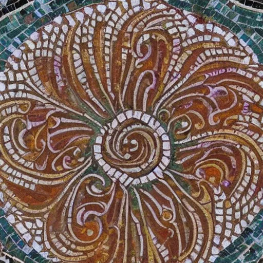 Image similar to a beautiful roman mosaic of a fractal rose, circa 1 0 0 ad, rome