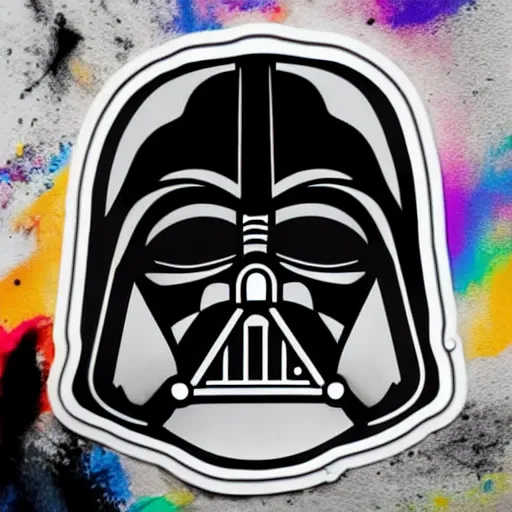 Image similar to svg sticker of a Pop-Wonder Darth-Vader at a rave, spinning records, giant headphones rocking out, wearing headphones, huge speakers, dancing, rave, DJ, spinning records, digital art, amazing composition, rule-of-thirds, award-winning, trending on artstation, featured on deviantart