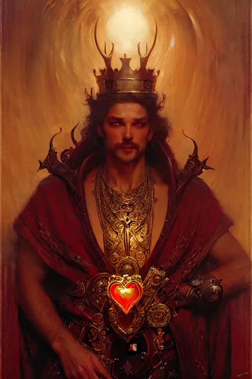 Image similar to the king of hearts by gaston bussiere, bayard wu, greg rutkowski, giger, maxim verehin