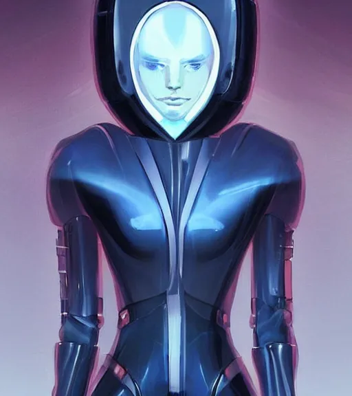 Image similar to sleek stunning portrait of futuristic spacesuit character design, trending on pixiv, amazing alien inspired by sleek goddesses of old, futuristic space traveler lithe and flexible futuristic painterly impressions, KIND OF by james jean but NOT TOO MUCH, anime style DEFINITELY lots of anime, make it cute too, kthxbai