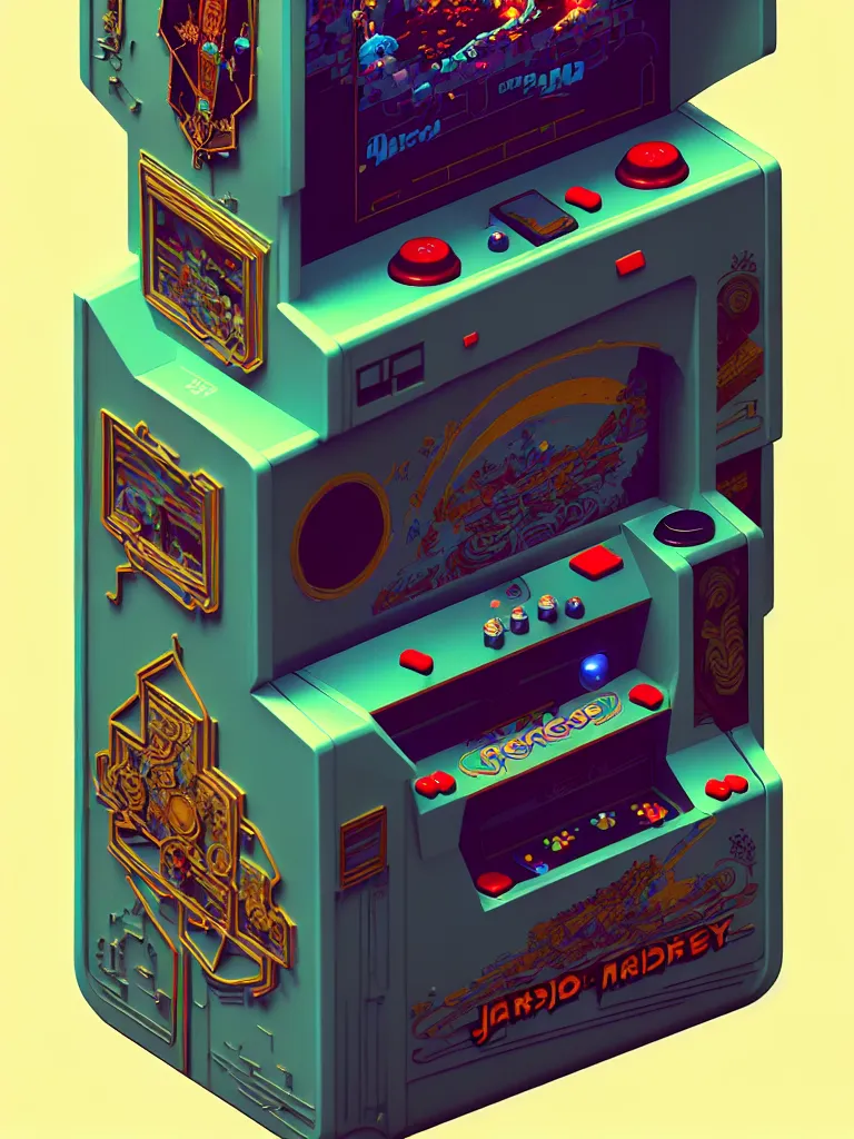 Image similar to retro arcade cabinet, moody::alejandro jodorowsky, studio ghibli, beeple and James Gilleard and Justin Gerard :: ornate, dynamic, particulate, intricate, elegant, highly detailed, centered, artstation, smooth, sharp focus, octane render, 3d