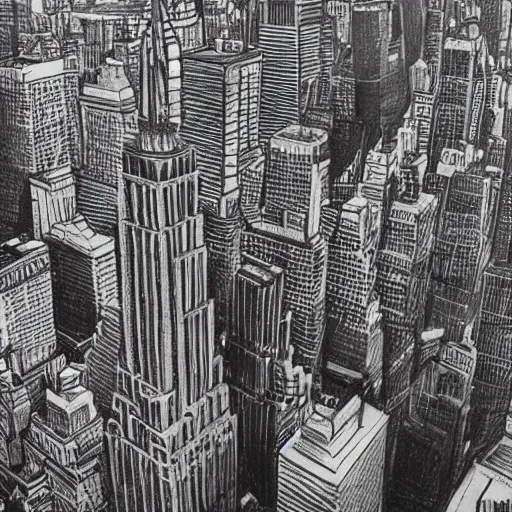 Image similar to 4 year old drawing of New York