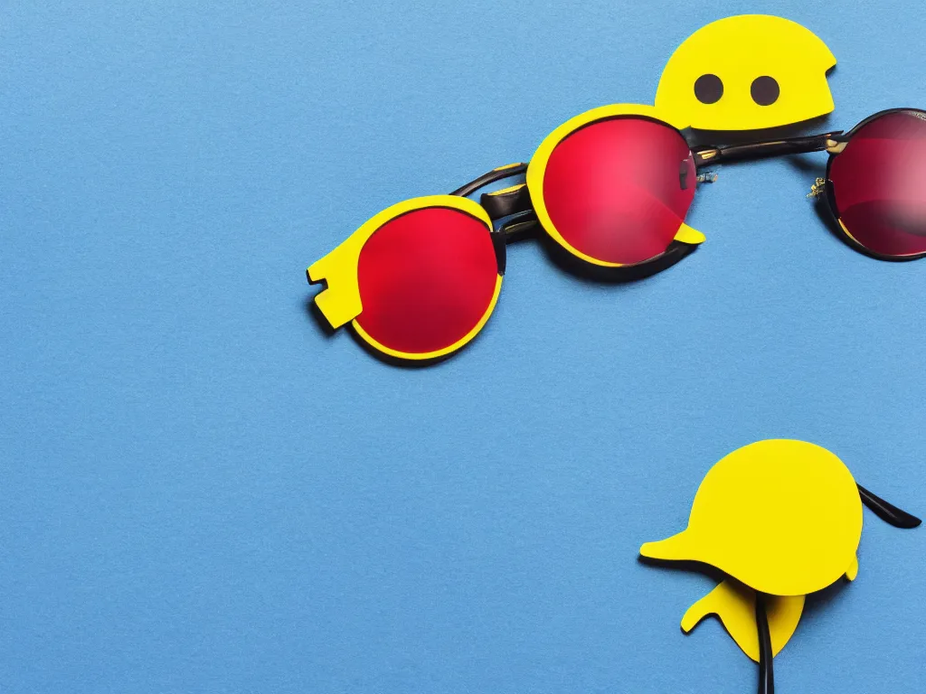 Prompt: Pacman wearing sunglasses in a blue room with studio lighting