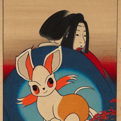 Image similar to Beautiful Ukiyo-e painting of an Eevee