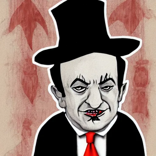 Image similar to a portrait of benjamin netanyahu as dracula, tim burton style