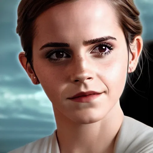 Image similar to Emma Watson in Star Wars, XF IQ4, 150MP, 50mm, f/1.4, ISO 200, 1/160s, natural light, Adobe Photoshop, Adobe Lightroom, DxO Photolab, Corel PaintShop Pro, rule of thirds, symmetrical balance, depth layering, polarizing filter, Sense of Depth, AI enhanced, HDR