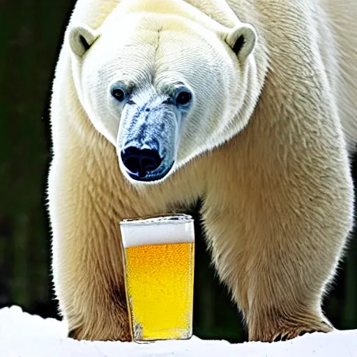 Image similar to polar bear drinking beer