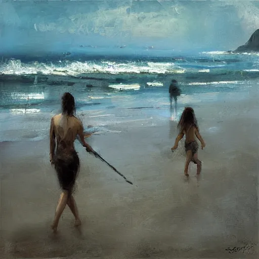 Image similar to ipanema beach painting by jeremy mann