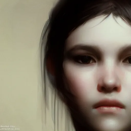 Image similar to a cute girl by ruan jia, closeup headshot, black ponytail, cinema - grade cg rendering, high detailed.